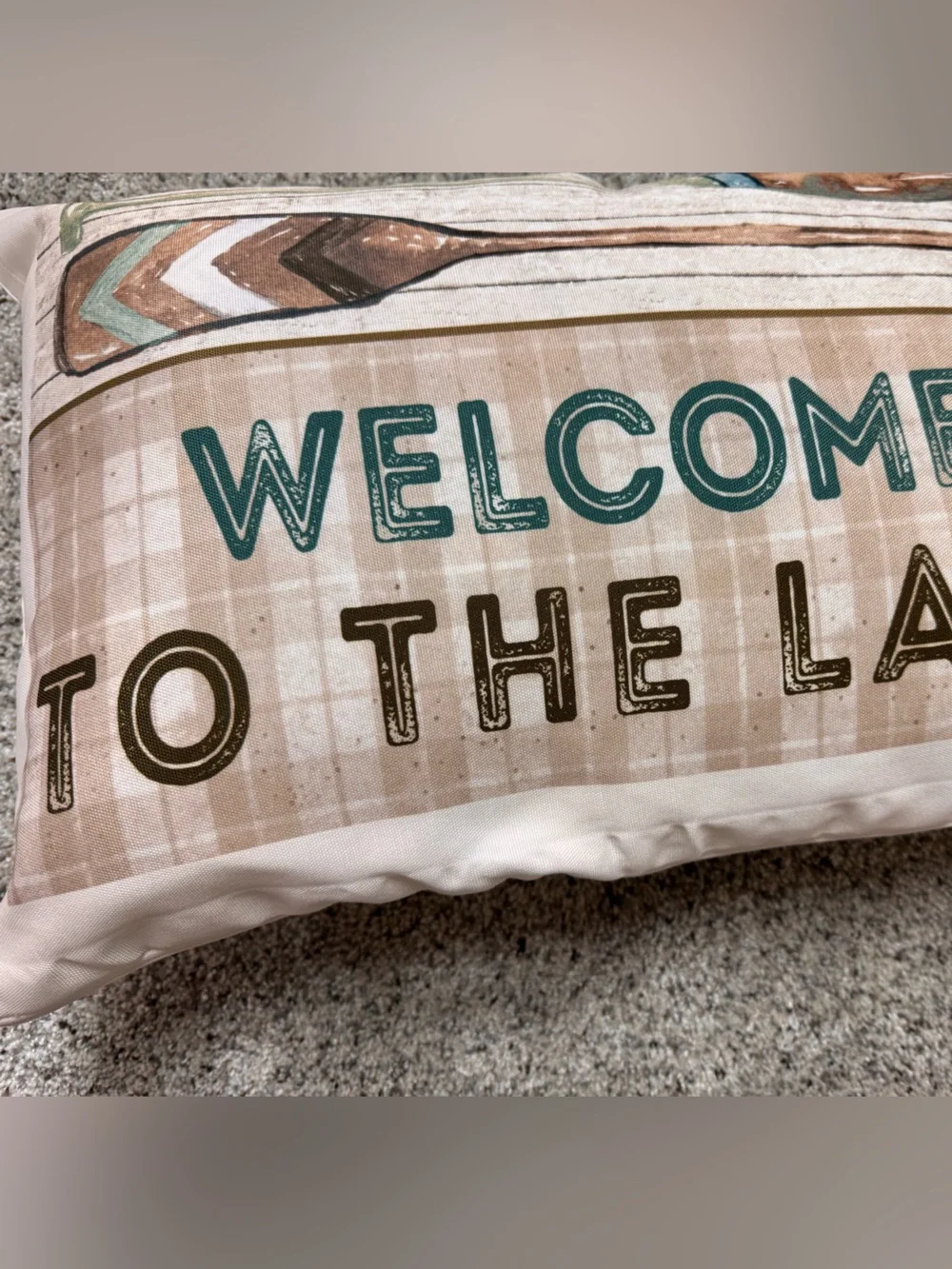 Stupell Rustic Welcome Lake Oars Printed Outdoor Throw Pillow